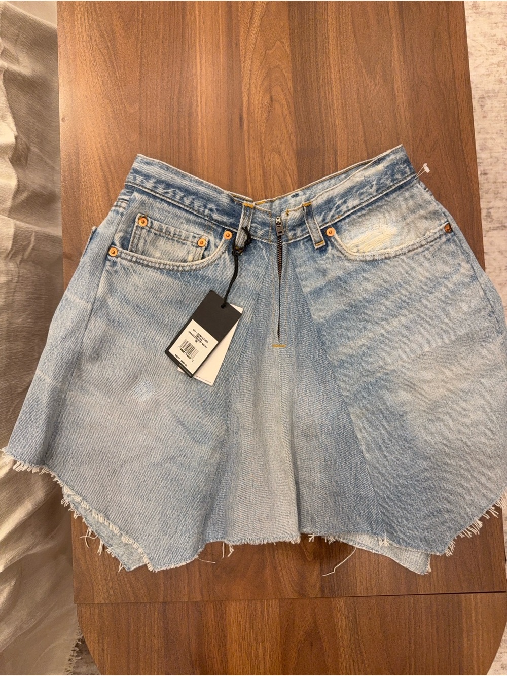 Re/Done Light Blue Denim Flared Jean skirt